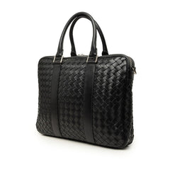 ボッテガヴェネタ イントレチャート ビジネスバッグ ブリーフケース ショルダーバッグ 2WAY ブラック レザー メンズ BOTTEGAVENETA 中古
