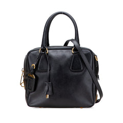 プラダ 三角ロゴプレート ハンドバッグ ショルダーバッグ 2WAY ブラック サフィアーノレザー レディース PRADA 【中古】