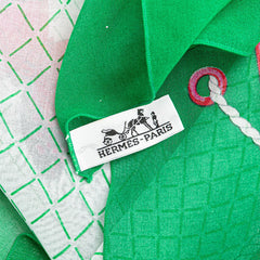 エルメス カレジェアン140 FARANDOLE プロヴァンス地方の踊り 蝶 スカーフ グリーン コットン レディース HERMES 【中古】
