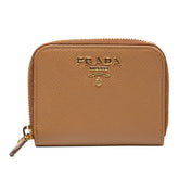 プラダ ロゴ コインケース 小銭入れ 1MM268 キャラメル ブラウン サフィアーノレザー レディース PRADA 【中古】
