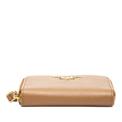 プラダ ロゴ コインケース 小銭入れ 1MM268 キャラメル ブラウン サフィアーノレザー レディース PRADA 【中古】