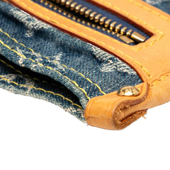 ルイ ヴィトン モノグラム デニム フラットショッパー ハンドバッグ トートバッグ M95018 インディゴブルー キャンバス レザー レディース LOUIS VUITTON 【中古】