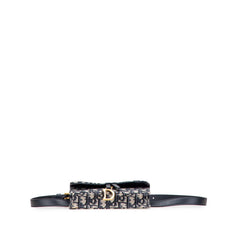 ディオール トロッター オブリーク サドル ポーチ ベルトバッグ ネイビー ベージュ レザー ジャガード レディース Dior 【中古】