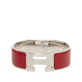エルメス クリッククラックH PM ブレスレット シルバー レッド メタル エナメル レディース HERMES 【中古】