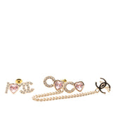 シャネル I LOVE COCO ココマーク ハート ラインストーン ピアス AB8202 ゴールド ピンク メッキ レディース CHANEL 【中古】