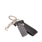 サンローラン ロゴ キーリング ブラック メタル レザー レディース SAINT LAURENT 【中古】