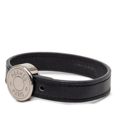 エルメス セリエ ルーピング ブレスレット ブラック オレンジ シルバー レザー メタル レディース HERMES 【中古】