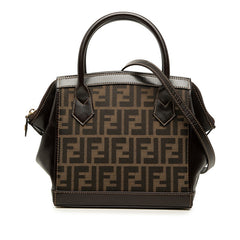 フェンディ ズッカ ハンドバッグ ショルダーバッグ 2WAY ベージュ ブラウン キャンバス レザー レディース FENDI 中古