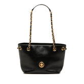 ヴェルサーチェ メデューサ チェーン ショルダーバッグ ブラック レザー レディース VERSACE 【中古】