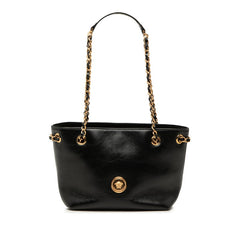 ヴェルサーチェ メデューサ チェーン ショルダーバッグ ブラック レザー レディース VERSACE 【中古】