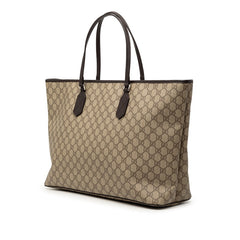 グッチ GGスプリーム トートバッグ 406403 ベージュ ダークブラウン PVC レザー メンズ GUCCI 【中古】