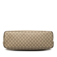 グッチ GGスプリーム トートバッグ 406403 ベージュ ダークブラウン PVC レザー メンズ GUCCI 【中古】