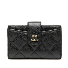 シャネル マトラッセ ココマーク カードケース コインケース ブラック キャビアスキン レディース CHANEL 【中古】