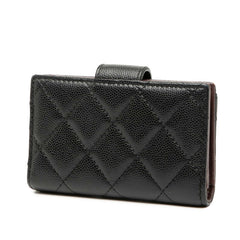 シャネル マトラッセ ココマーク カードケース コインケース ブラック キャビアスキン レディース CHANEL 【中古】