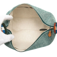 エルメス ブリッドアブラックPM ハンドバッグ グリーン マルチカラー コットン レディース HERMES 【中古】