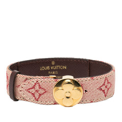ルイ ヴィトン モノグラム ミニ グッドラックブレス ブレスレット M64459 ベージュ レッド キャンバス レザー レディース LOUIS VUITTON 【中古】