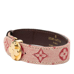 ルイ ヴィトン モノグラム ミニ グッドラックブレス ブレスレット M64459 ベージュ レッド キャンバス レザー レディース LOUIS VUITTON 【中古】