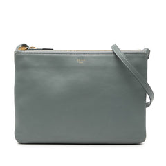 セリーヌ トリオ 斜め掛け ショルダーバッグ グレー レザー レディース CELINE 【中古】