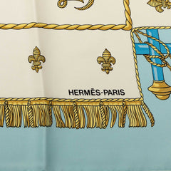 エルメス カレ90 VUE DU CARROSSE DE LA GALERE LA REALE クイーン戴冠式 スカーフ ブルー マルチカラー シルク レディース HERMES 中古