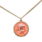 シャネル ココマーク ドーム ネックレス ゴールド ピンク メッキ ラインストーン レディース CHANEL 【中古】