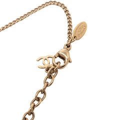 シャネル ココマーク ドーム ネックレス ゴールド ピンク メッキ ラインストーン レディース CHANEL 【中古】