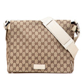 グッチ GGキャンバス ショルダーバッグ メッセンジャーバッグ 146236 ベージュ ホワイト キャンバス レザー レディース GUCCI 【中古】