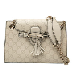 グッチ グッチシマ エミリー ホースビット チェーン ショルダーバッグ 369621 ベージュ レザー レディース GUCCI 【中古】