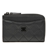 シャネル ココマーク クラシック フラグメントケース カードケース AP3179 ダークグレー ラムスキン レディース CHANEL 中古