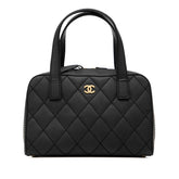 シャネル ココマーク ワイルドステッチ ハンドバッグ ネイビー レザー レディース CHANEL 【中古】