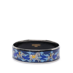 エルメス エマイユGM 馬 モチーフ バングル シルバー ブルー マルチカラー メタル レディース HERMES 【中古】