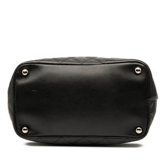 シャネル カンボンライン マトラッセ ココマーク ハンドバッグ トートバッグ ブラック ホワイト ラムスキン レディース CHANEL 【中古】