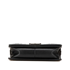 シャネル ボーイシャネル25 斜め掛け チェーン ショルダーバッグ ブラック ホワイト レザー ツイード レディース CHANEL 中古