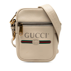グッチ ロゴプリント ショルダーバッグ 574803 アイボリー レザー レディース GUCCI 【中古】