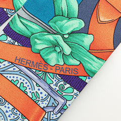 エルメス ツイリー GRAND MANEGE 大調教術 スカーフ ライトブルー レッド マルチカラー シルク レディース HERMES 【中古】