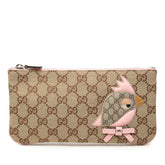 グッチ GGキャンバス ZOO オウム ポーチ 284699 ベージュ ピンク キャンバス レザー PVC レディース GUCCI 中古