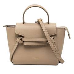 セリーヌ ベルトバッグ ピコ ハンドバッグ ショルダーバッグ 2WAY ベージュ レザー レディース CELINE 【中古】