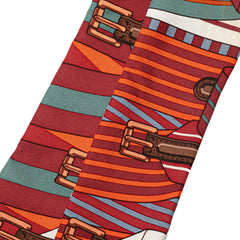 エルメス ツイリー ベルト モチーフ スカーフ ワインレッド ブラウン マルチカラー シルク レディース HERMES 【中古】