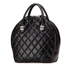 シャネル マトラッセ ココマーク ハンドバッグ ブラック ラムスキン レディース CHANEL 【中古】