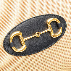 グッチ ホースビット トートバッグ ハンドバッグ 623694 ベージュ ブラック キャンバス レザー レディース GUCCI 【中古】