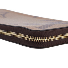 ルイ ヴィトン モノグラム ジャイアント リバース 長財布 ラウンドファスナー M69353 ブラウン PVC レザー レディース LOUIS VUITTON 中古