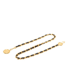 シャネル ココマーク 31 RUE CAMBON PARIS チェーンベルト ゴールド ブラック メッキ レザー レディース CHANEL 【中古】