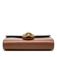 グッチ アニマリエ タイガーヘッド チェーンウォレット ショルダーバッグ 414984 ブラウン レザー レディース GUCCI 中古