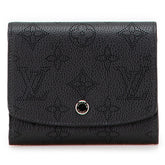 ルイ ヴィトン モノグラム マヒナ ポルト フォイユ イリス コンパクト 二つ折り財布 M62540 ブラック レザー レディース LOUIS VUITTON 【中古】