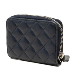 シャネル ココマーク マトラッセ コインケース 小銭入れ A69271 ネイビー シルバー ラムスキン レディース CHANEL 中古