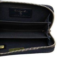 シャネル ココマーク マトラッセ コインケース 小銭入れ A69271 ネイビー シルバー ラムスキン レディース CHANEL 中古