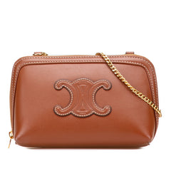 セリーヌ トリオンフ チェーンショルダーバッグ ポシェット ブラウン レザー レディース CELINE 【中古】
