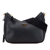 プラダ 三角ロゴプレート ショルダーバッグ 1BH204 ブラック サフィアーノレザー レディース PRADA 【中古】