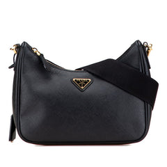 プラダ 三角ロゴプレート ショルダーバッグ 1BH204 ブラック サフィアーノレザー レディース PRADA 中古