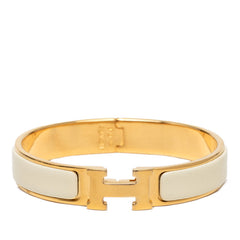 エルメス クリックH PM ブレスレット バングル ゴールド アイボリ メッキ レディース HERMES 【中古】