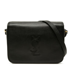 サンローラン YSLロゴ 斜めかけ ショルダーバッグ ブラック レザー レディース SAINT LAURENT 中古